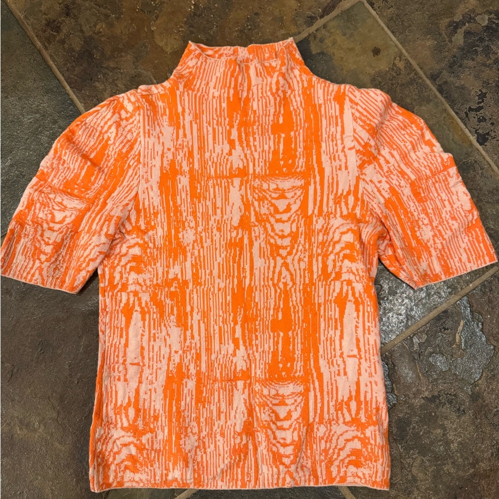 Maeve Orange and Cream Textured Top